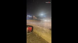 A man in Gauteng, South Africa is completely shocked by the sight of relentless hailstones pounding the ground.