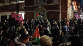 Demonstration outside the Egyptian Embassy calling for the opening of the Rafah border.