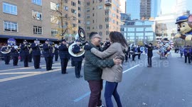 Marriage Proposal Steals the Thanksgiving Day Parade Show in New York, NY, USA