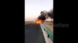 Minibus and truck collision ignites massive fire, killing 8 in northwestern China