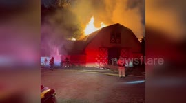 Orange County Fire Authority Battles Ferocious Blaze in Buena Park's Vacant Barn in CA, USA