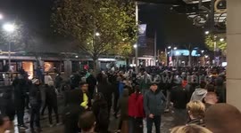 Luas tram on fire as disorder continues after knife attack in Dublin, Ireland