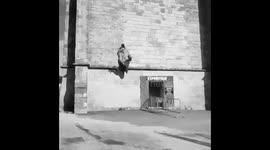 A ghost carrying  a girl by the hair and dropping her to the ground from a height