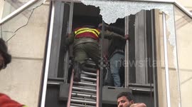 Karachi plaza damaged by fire in Karachi, Pakistan