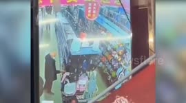 Supermarket floor collapses in front of horrified shoppers in China