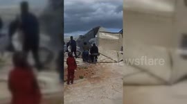Displaced People suffer due to bad weather in Idlib, Syria