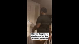 Frustrated dad takes bedroom door off hinges after telling daughter to stop locking it