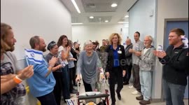 85-year-old Israeli hostage Yaffe Ader applauded by staff of medical centre as she's released