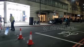 Road to London Eye blocked off in anticipation to Albanian Independece day celebrations
