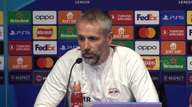 RB Leipzig boss Marco Rose speaks at press conference in Manchester, UK