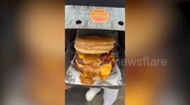 Food truck unveils the world's most calorific burger - with buns made of eight Krispy Kreme donuts