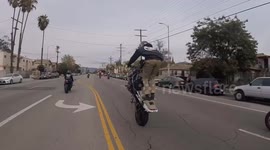 Rider Wrecks During Stunt Ride