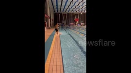 Teaching techniques at swimming lessons in Shanxi, China