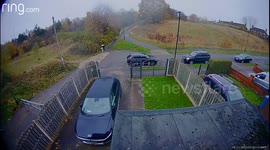 Cyclist flung over metal gate in cartoon-like fail captured on camera