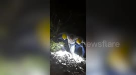 Scooter rider falls into ditch in northern India, rescued