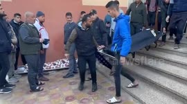 Farewell and funeral of Palestinians who died in the Israeli airstrikes in Khan Yunis