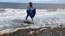 Baby Seal stranded on Cleveleys beach during high tide.