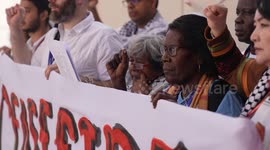 Protesters call for ceasefire from Palestine during Cop28 in Dubai, UAE