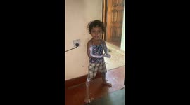 A little girl applied her mothers cream on his face and all the body