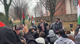 Pro-Palestine Supporters Pray and Protest at the Embassy of Israel in Washington, USA