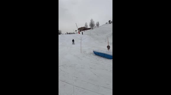 Attempt at a tiny ski jump ends up in hilarious fail