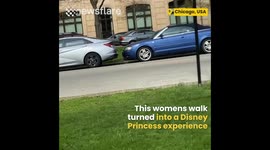 Woman has a Disney Princess Moment in the Park