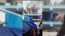 Fire Breaks Out At Gaza U.N. School in Beit Lahia, Gaza
