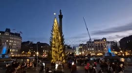 Trafalgar Square Christmas tree develops odd tilt in the wind