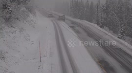 WSDOT Crews' Snow Plow in Action at Stevens Pass in Washington, USA