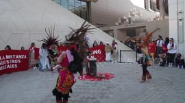 Indigenous people remember murdered and missing family members at Cop28 in Dubai, UAE