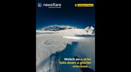 Skier falls down glacier crevasse