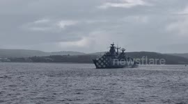 German FGS Brandenburg (F215) Guided missile Destroyer leaves Plymouth Naval Base , Devon uk,