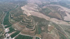 Terraced Fields on The Loess Plateau in Guyuan, China