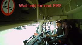 Moment driver's vape exploded sending flames shooting towards him