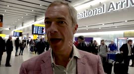Nigel Farage arrives at Heathrow Airport after 