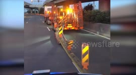 Lane-Changing Truck Closes Off Lane on Early Morning
