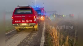 Firefighters Rescue Six After Bus Accident in Torrevecchia Pia, Italy