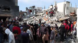 The effects of the Israeli bombing on a house in the Yabna camp in the city of Rafah, near the Egyptian border