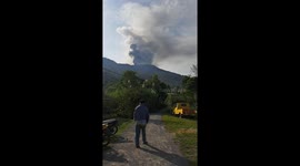 Activities of local under the volcanic ash from the Mount Marapi eruption in Indonesia