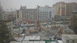 Subway Construction Under Heavy Snow in Nanjing
