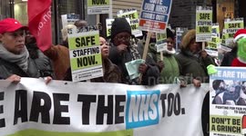Grinch delivers card to Health Sec on behalf of striking NHS staff in London, UK