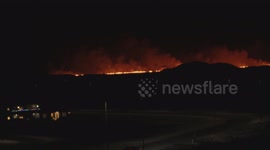 The new volcano eruption in Iceland. Footage taken from Grindavík, the evacuated town close to the eruption site.