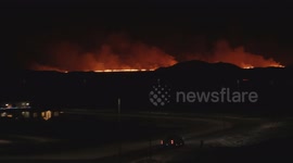 The new volcano eruption in Iceland. Footage taken from Grindavík, the evacuated town close to the eruption site.