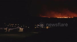 The new volcano eruption in Iceland. Footage taken from Grindavík, the evacuated town close to the eruption site.