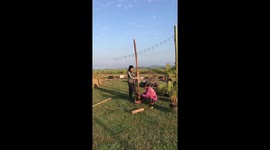 Farmers build unique Christmas tree with piles of straw