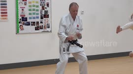 Grandfather teaches martial arts skills to apprehend criminals in London, UK