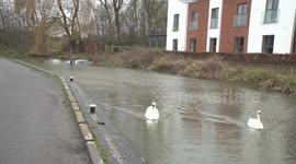 You Cant Park There! Car fully submerged after mysteriously appearing in canal, Ilkeston, Derbyshire, UK