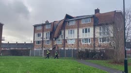 Storm Pia wrecks the roof of a block of flats in Sheffiled, UK