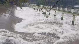 Tourists banned from bathing in waterfall due to heavy rainfall in southern India
