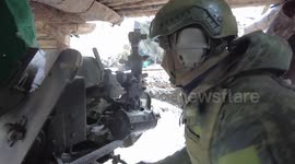 Russian artillerymen carry out strikes with Howitzer 'Natasha' on Ukrainian military targets